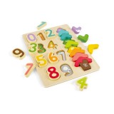 Puzzle din lemn - Culori si numere (20 piese), Hape