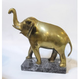 Statuetă bronz reprezentare elefant montat pe placă de marmură