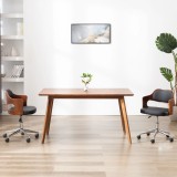 vidaXL Scaun de bucătărie pivotant negru lemn curbat &amp; piele ecologică