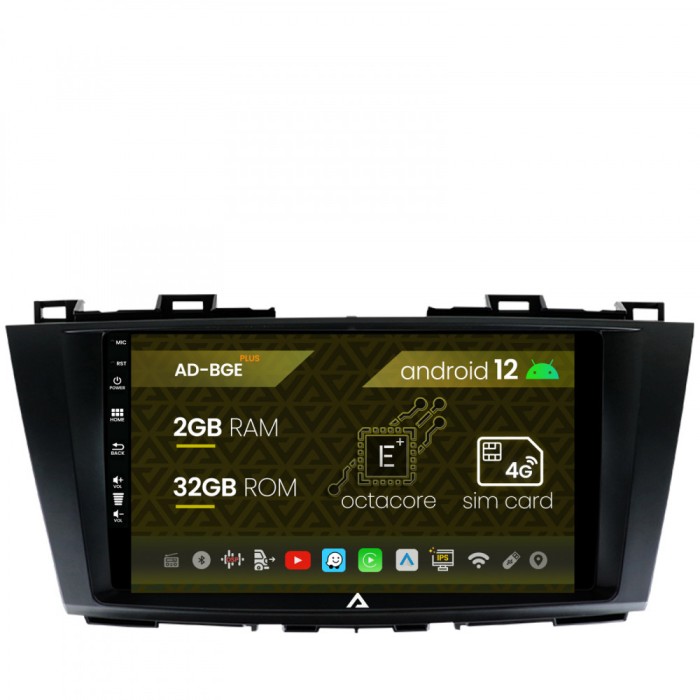 Navigatie Mazda 5 (2010-2015), Android 12, E-Octacore 2GB RAM + 32GB ROM, 9 Inch - AD-BGE9002+AD-BGRKIT323