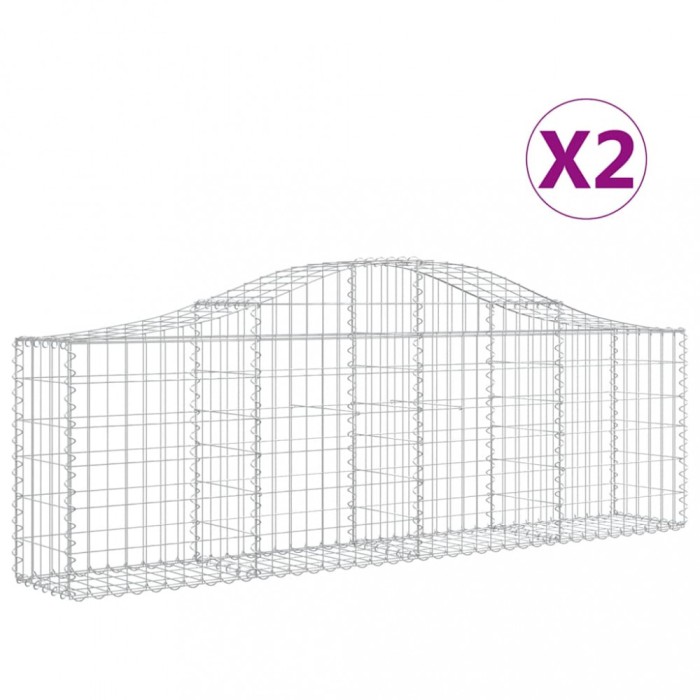 Cosuri gabion arcuite 2 buc, 200x30x60/80 cm, fier galvanizat