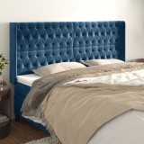 VidaXL Tăblie pat cu urechi albastru &icirc;nchis 183x16x118/128 cm catifea