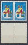 Romania 1982 CEC eroare de culoare in pereche cu un timbru normal, amble MNH