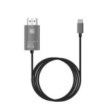 Cablu USB 3.1 Type C la HDMI 4K - Adaptor HUB de tip C pentru video HDMI 2 metri pentru Samsung Xiaomi si dispozitivele cu mufa Tip C, Negru