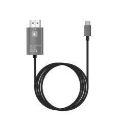Cablu USB 3.1 Type C la HDMI 4K - Adaptor HUB de tip C pentru video HDMI 2 metri pentru Samsung Xiaomi si dispozitivele cu mufa Tip C, Negru