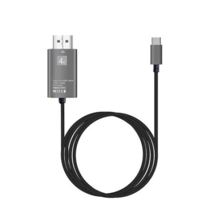 Cablu USB 3.1 Type C la HDMI 4K - Adaptor HUB de tip C pentru video HDMI 2 metri pentru Samsung Xiaomi si dispozitivele cu mufa Tip C, Negru