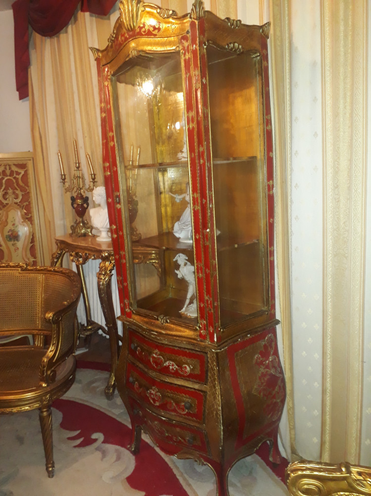Vitrina florentina baroc louis mobila antica vintage foita | Okazii.ro