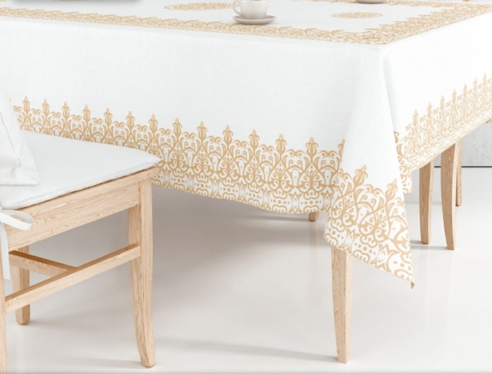 Față de masă Policotton, model cu imprimeu digital 150x200cm, Gold Border