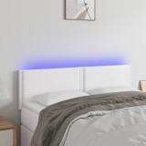 Cumpara ieftin Tăblie de pat cu LED, alb, 144x5x78/88 cm, piele ecologică