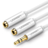 Cablu date Ugreen Av123 Aux Audio Splitter With Jack 3,5 Mm Cable 20cm Alb