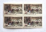 4 timbre SUA Statele Unite bloc de 4 val. MNH 1976 Craciun Peisaj Iarna 13 Cents
