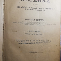 Algebra pentru uzul elevilor 1887 c climescu autograf+carte germana fără coperti