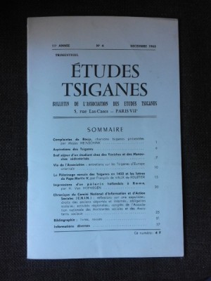 Revista Etudes tsiganes, bulletin de l&amp;#039;association des etude tsiganes nr.4/1965 (text in limba franceza) foto