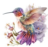 Sticker decorativ, Pasarea Colibri, Multicolor, 61 cm, 1271STK-4