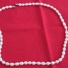 Colier nou perle naturale, alb-roz