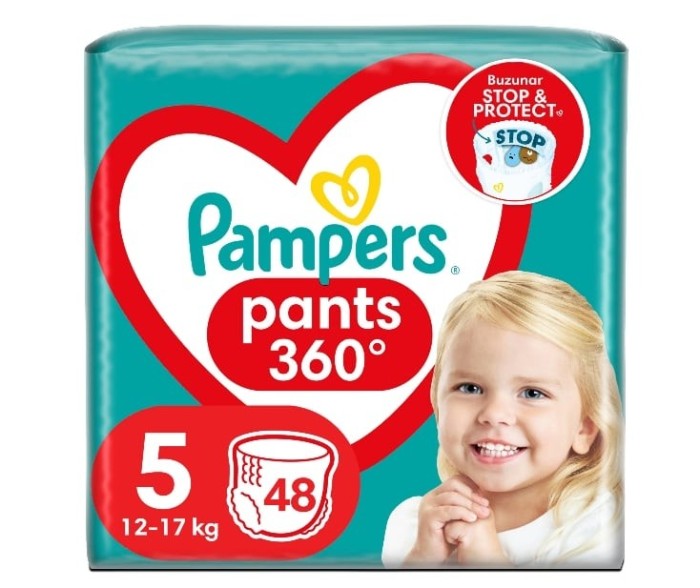 Scutece-chilotel Pampers Pants Jumbo Pack Marimea 5, 12-17 kg, 48 buc