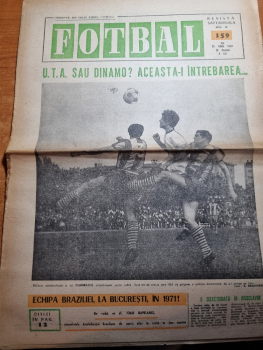 fotbal 12 iunie 1969-etapa divizei A ,UTA pe primul loc,