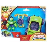 Set figurina cu vehicul, Marvel, Iron Man And His Awesome Friends, Iron Hulk Racer, G1472