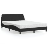VidaXL Pat cu saltea, Dover, negru, 140x200 cm, catifea 3208413