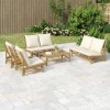 Gossi set mobilier de gradina cu perne alb crem, 2 piese, bambus