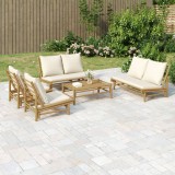 Gossi set mobilier de gradina cu perne alb crem, 2 piese, bambus