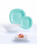 Set serviciu de masa Luminarc Carine, 19 piese, Turquoise&amp;White Resigilat Handy KitchenServ