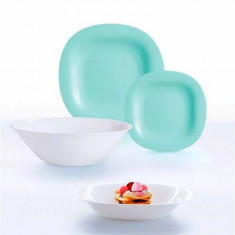 Set serviciu de masa Luminarc Carine, 19 piese, Turquoise&White Handy KitchenServ