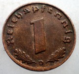 2.566 GERMANIA WWII 1 REICHSPFENNIG 1939 D, Europa, Bronz