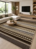 Cumpara ieftin Covor Cappuccino 16035-12, Marime 60 x 110 cm, Crem, Bej, Maro, Inaltime Fir 7 mm, Antialergic, Polipropilena, Living, Dormitor, Sufragerie, Birou