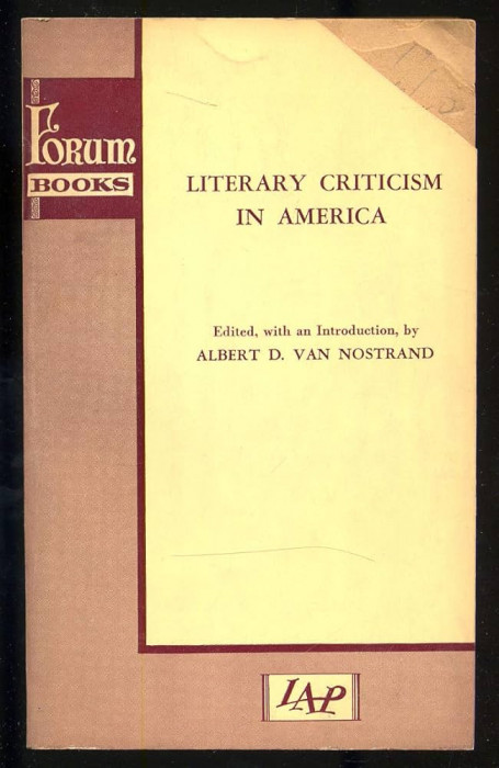 Literary criticism in America / ed. D. Van Nostrand
