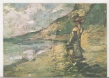 Bnk cp Constanta - Muzeul de arta - Petrascu - Femeie la mare - necirculata, Printata