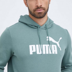 Puma bluză bărbați, culoarea verde, cu glugă, imprimeu 586687