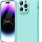 Husa silicon antisoc cu microfibra in interior pentru Iphone 14 Pro Turcoaz
