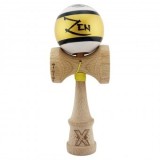 Kendama X ZEN Originala, Profesionala, Big Cups V2, Super Sticky Legendary Cupe Mari, Rulment Metalic cu Ata 55 cm, Auriu/Alb
