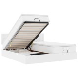 Cumpara ieftin Cadru de pat otoman cu saltele alb 180x200cm piele artificiala