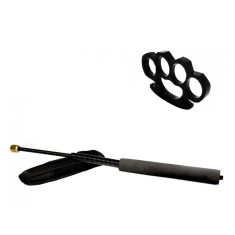 Set baston telescopic flexibil negru 47 cm + box negru 0.5 cm grosime