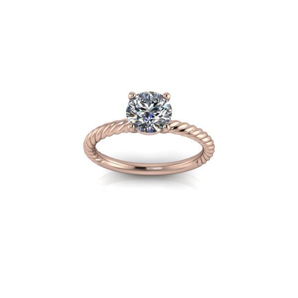 Inel de logodna din aur roze 14K, piatra zirconiu - 46