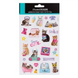 Set Autocolante, Model Pisici, Super Cute, 24 Bucăți, Multicolor, Oem