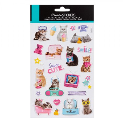 Set Autocolante, Model Pisici, Super Cute, 24 Bucăți, Multicolor foto