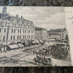 Carte postala Bucuresti, clasica,1900, necirculata, Hotel Continental si Teatrul