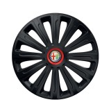 Cumpara ieftin Set 4 Capace Roti pentru Alfa Romeo, model Trend Black Cu Inel Rosu, R15
