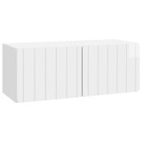 vidaXL Oglindă TV montată pe perete Alb foarte lucios Lemn prelucrat 898379