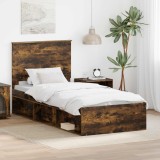 Cumpara ieftin Cadru de pat Stejar fumuriu 75 x 190 cm Lemn de pin masiv