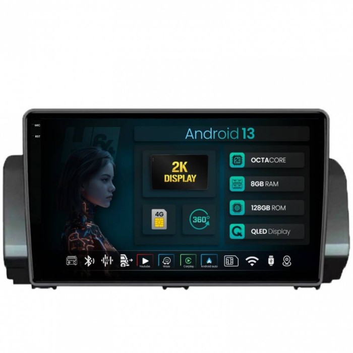 Navigatie 2K Dacia Sandero (2021-Prezent) 8GB RAM Android 13 Octacore Slot Sim 4G DSP GPS Wi-FI Carplay Android Auto USB Bluetooth Waze Touchscreen 10