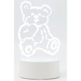 Lampa LED decorativa 3D eMazing, forma Ursulet, inaltime 20 cm, cu telecomanda, alimentare USB si baterii, lumina multicolora, alb, material acril