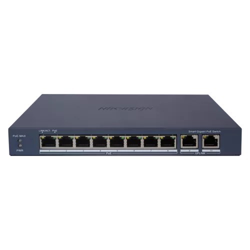 Switch 8 porturi PoE Gigabit, 2 porturi Gigabit, Smart Management - HIKVISION DS-3E1510P-EI