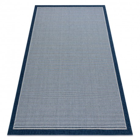 Covor SPRING 20411994 linii, cadru sisal, buclat - albastru, 80x150 cm