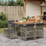 Cumpara ieftin Gossi set mobilier gradina cu perne, 9 piese, gri, poliratan