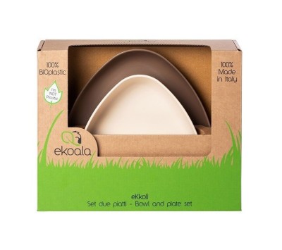 Set 2 farfurii, eKoala, BIOplastic, White/Brown foto