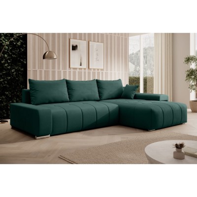 Set canapea universală pe colt extensibila, smarald, VEZAN foto